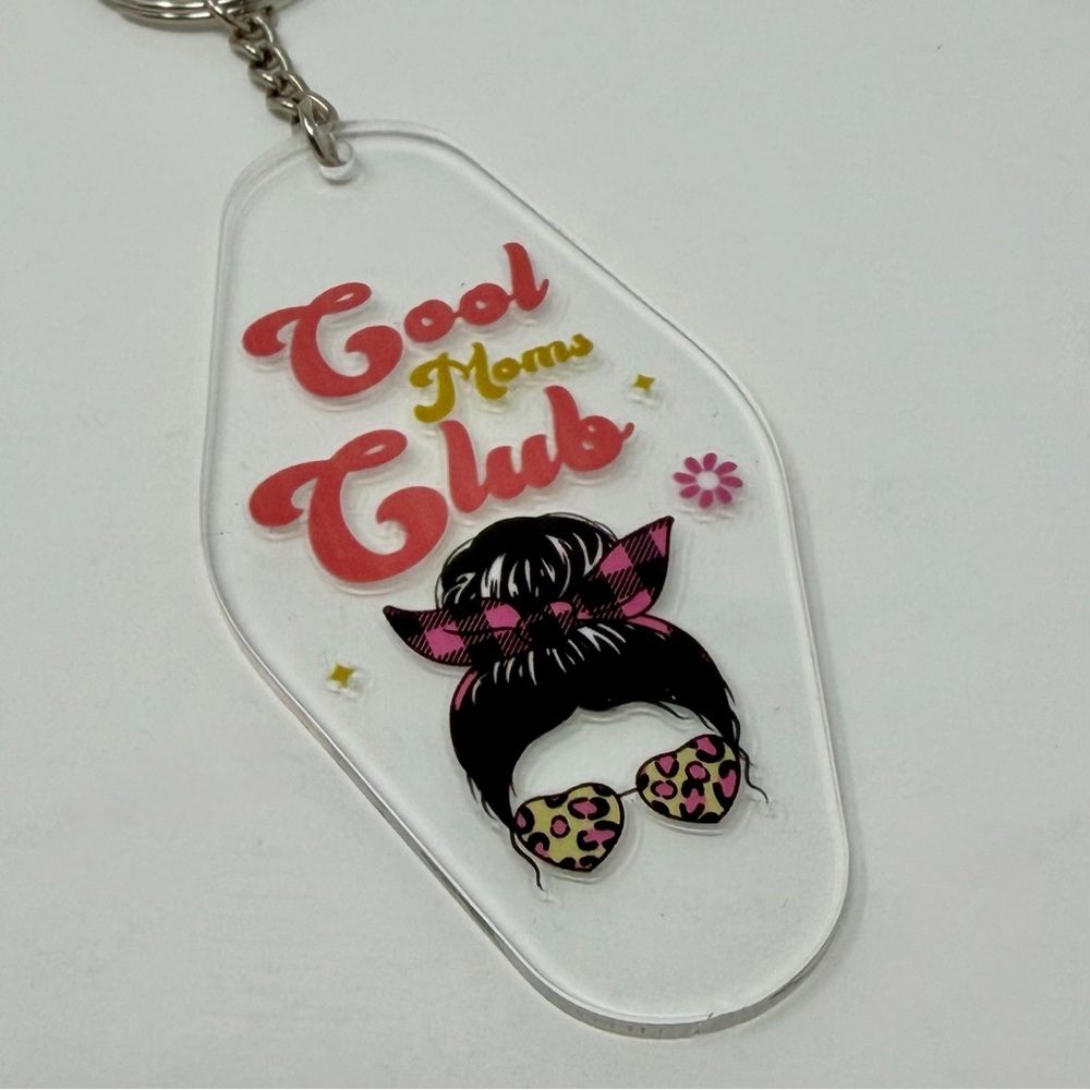 Handmade Acrylic Key Chain Leopard Print Sunglasses Mom Family Novelty Accent